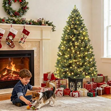 4.5 Ft Pre-Lit Snow Flocked Christmas Tree Potted Holiday Xmas Tree
