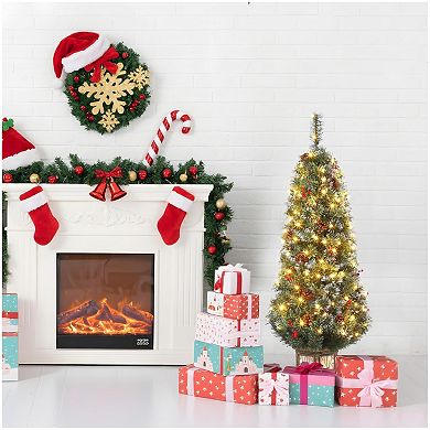 Artificial Christmas Tree Decorative Holiday Tree with LED Lights Urn Base 8 Lighting Modesa