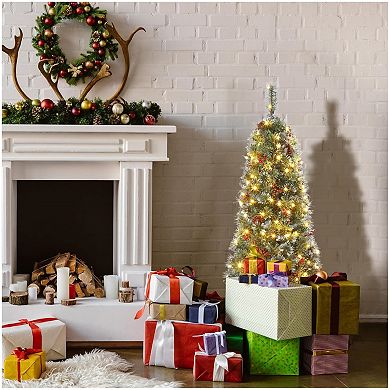 Artificial Christmas Tree Decorative Holiday Tree with LED Lights Urn Base 8 Lighting Modesa