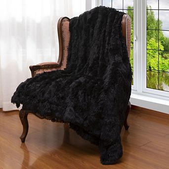 Cheer Collection Reversible Faux Fur Long Shaggy Hair Accent Throw Blanket 50"x60"