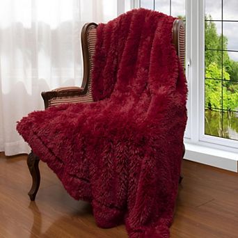 Cheer Collection Reversible Faux Fur Long Shaggy Hair Accent Throw Blanket 50"x60"
