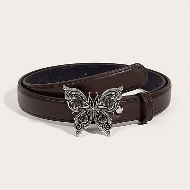 Women's Butterfly Buckle Belt with Textured Strap and Metal Detailing 40.5x2 in