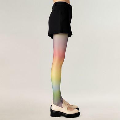 Women's Gradient Rainbow Sheer Tights with Soft Ombre Design