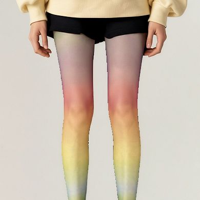 Women's Gradient Rainbow Sheer Tights with Soft Ombre Design