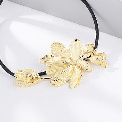 Women's Floral Waist Belt with Sculpted Petal Design and Adjustable Elastic Band 45.5x0.6 in