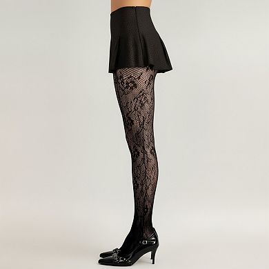 Women's 3-Piece Set Floral Lace Pattern Sheer Tights