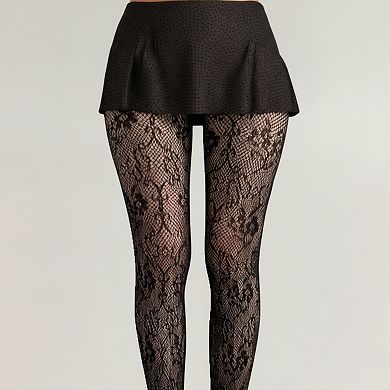 Women's 3-Piece Set Floral Lace Pattern Sheer Tights