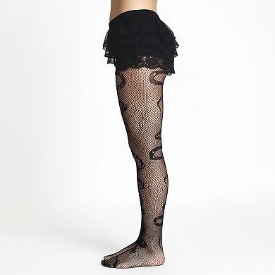 Women's 3-Piece Set Fishnet Tights with Snake Pattern Design