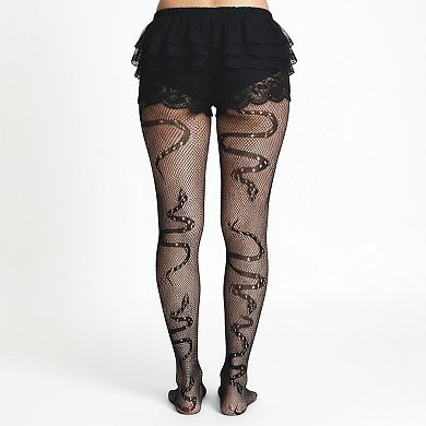 Women's 3-Piece Set Fishnet Tights with Snake Pattern Design