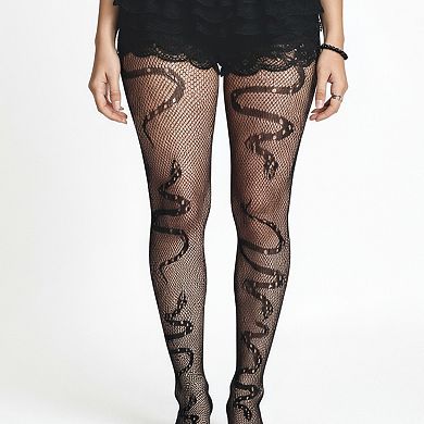 Women's 3-Piece Set Fishnet Tights with Snake Pattern Design