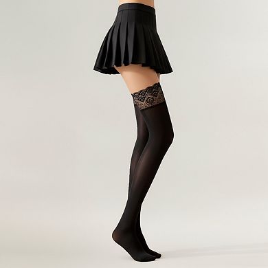 Women's 2-Piece Set Thigh High Stockings with Lace Top Detail