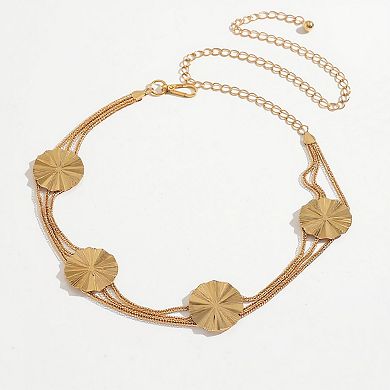 Women's Multi-Chain Waist Belt with Geometric Disc Statement Design 45.5x2 in
