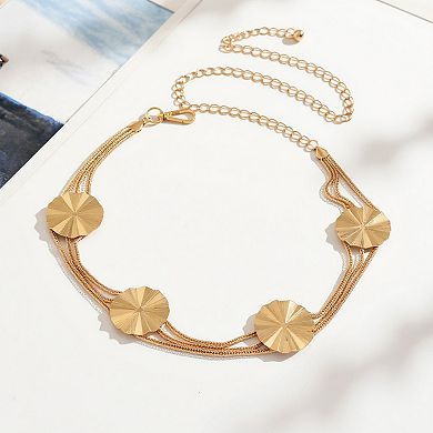 Women's Multi-Chain Waist Belt with Geometric Disc Statement Design 45.5x2 in