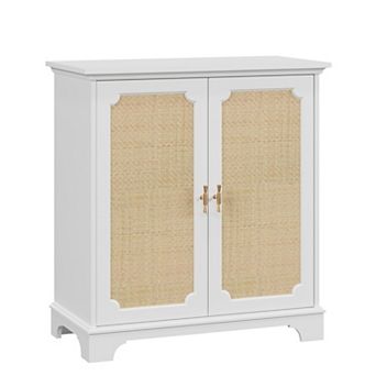 Sideboard Buffet Storage Cabinet with Rattan Decorated Doors