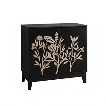 Modern 2 Doors Carved Buffet Sideboard Cabinet with Adjustable Shelves