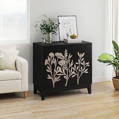Modern 2 Doors Carved Buffet Sideboard Cabinet with Adjustable Shelves
