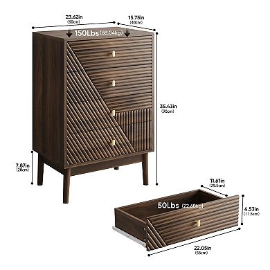Modern Wooden Storage 4-Drawer Dresser Storage Cabinet