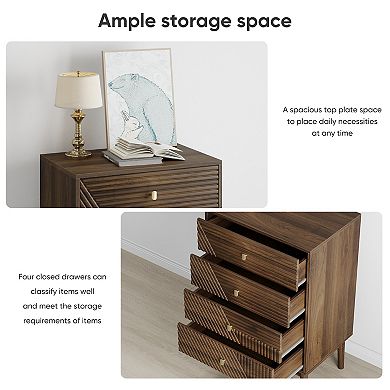 Modern Wooden Storage 4-Drawer Dresser Storage Cabinet