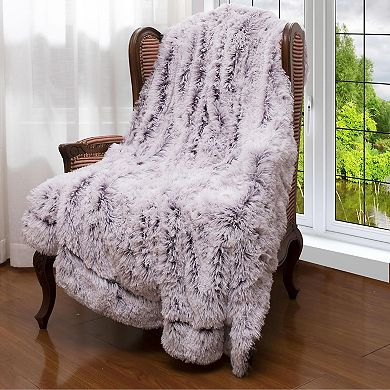 Cheer Collection Reversible Faux Fur Long Shaggy Hair Accent Throw Blanket 60"x70"