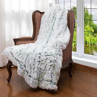 Cheer Collection Reversible Faux Fur Long Shaggy Hair Accent Throw Blanket 60"x70"