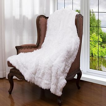 Cheer Collection Reversible Faux Fur Long Shaggy Hair Accent Throw Blanket 60"x70"