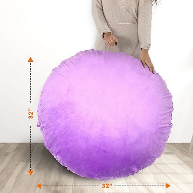Cheer Collection Round Floor Pillow 32 Inch with Washable Cover and Supportive Foam Insert