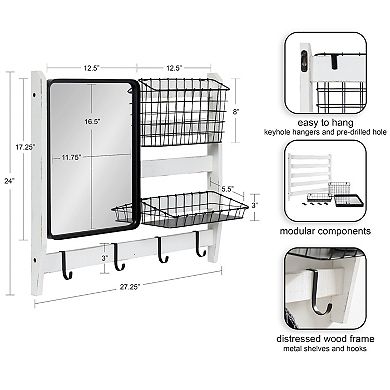 Tanner Wall Organizer with Mirror and Hooks