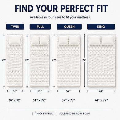 BrylaneHome 2 Inch 7-Zone Memory Foam Mattress Topper