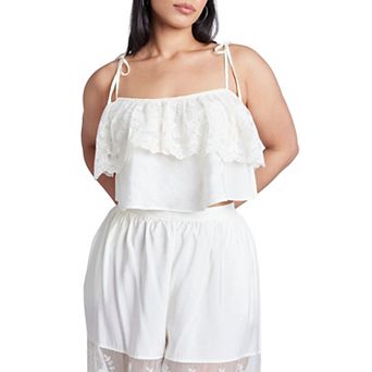 ELOQUII Women's Plus Size Camisole Lace Crop Top