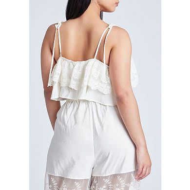 ELOQUII Women's Plus Size Camisole Lace Crop Top