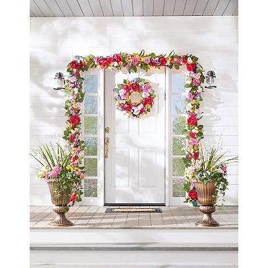 BrylaneHome 24 Pre-Lit Mia Spring Wreath