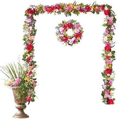 BrylaneHome 24 Pre-Lit Mia Spring Wreath