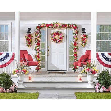 BrylaneHome 24 Pre-Lit Mia Spring Wreath