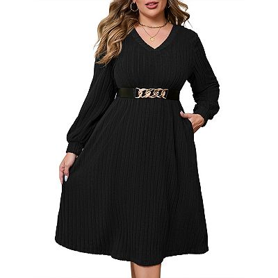 white christmas dresses Zeagoo Womens Casual Sweater Dress Square Neck Knit Long Sleeve Dress –  ZEAGOO main image 0