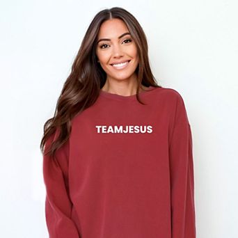 Team Jesus, Jesus Loves You - Women's Garment Dyed Graphic Sweatshirt