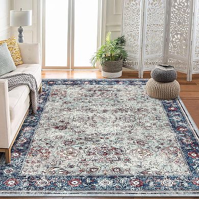 Non-Slip Foldable Printed Rug Elegant Abstract Design Ultra Soft Thick Area Carpet