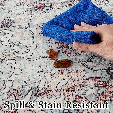 Non-Slip Foldable Printed Rug Elegant Abstract Design Ultra Soft Thick Area Carpet