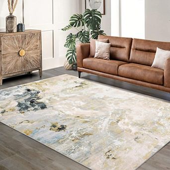 Non-Slip Foldable Printed Rug Elegant Abstract Design Ultra Soft Thick Area Carpet