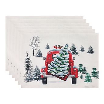 6 Packs Linen Placemats, Washable Kitchen Table Mat, Seasonal Holiday Christmas Mats 17.7*12.6 inch