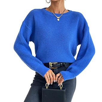 Women's Long Sleeve Knit Sweater Soft Casual Crewneck Pullover Top