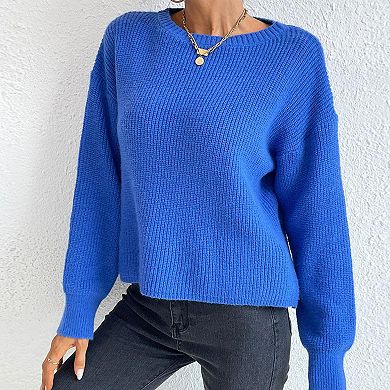 Women's Long Sleeve Knit Sweater Soft Casual Crewneck Pullover Top