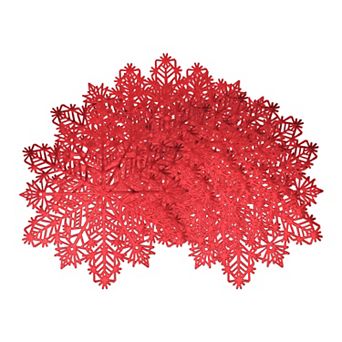 Set of 6 Snowflake Shape Placemats, Kitchen Table Mat, Seasonal Holiday Christmas Place Mats 15 inch