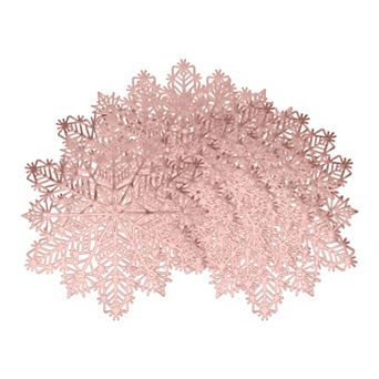 Set of 6 Snowflake Shape Placemats, Kitchen Table Mat, Seasonal Holiday Christmas Place Mats 15 inch