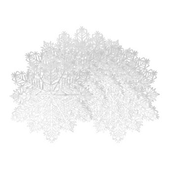 Set of 6 Snowflake Shape Placemats, Kitchen Table Mat, Seasonal Holiday Christmas Place Mats 15 inch