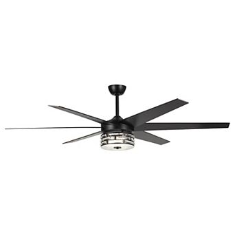 70-inch Matte Black Ceiling Fan with LED Light and Remote Control