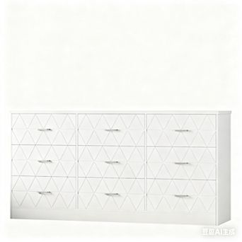 63'' Wooden Dresser with Power Outlet, Modern Chest of Drawers