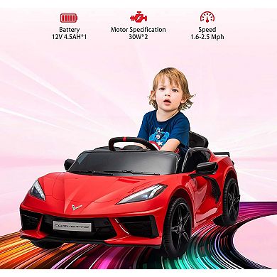 12V Licensed Corvette Kids Electric Car with Remote Control & LED Lights