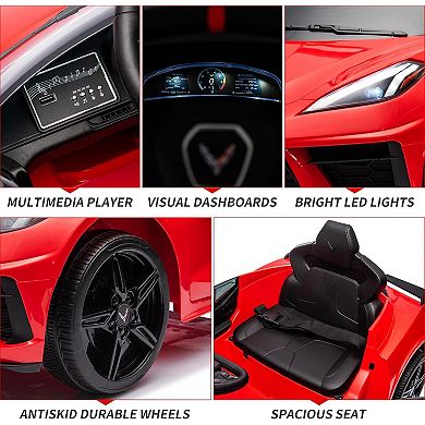 12V Licensed Corvette Kids Electric Car with Remote Control & LED Lights