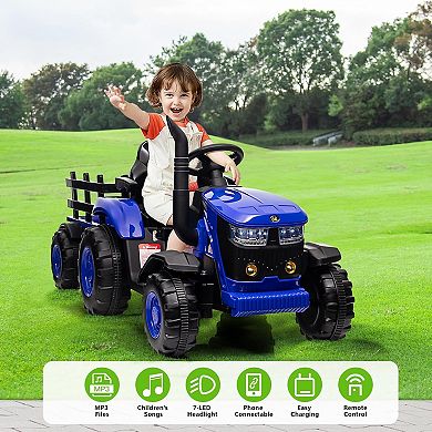 12V Kids Ride-On Tractor with Remote Control, 35W Dual Motors & Bluetooth Music