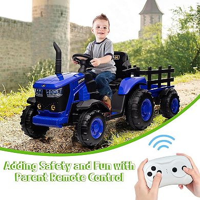 12V Kids Ride-On Tractor with Remote Control, 35W Dual Motors & Bluetooth Music